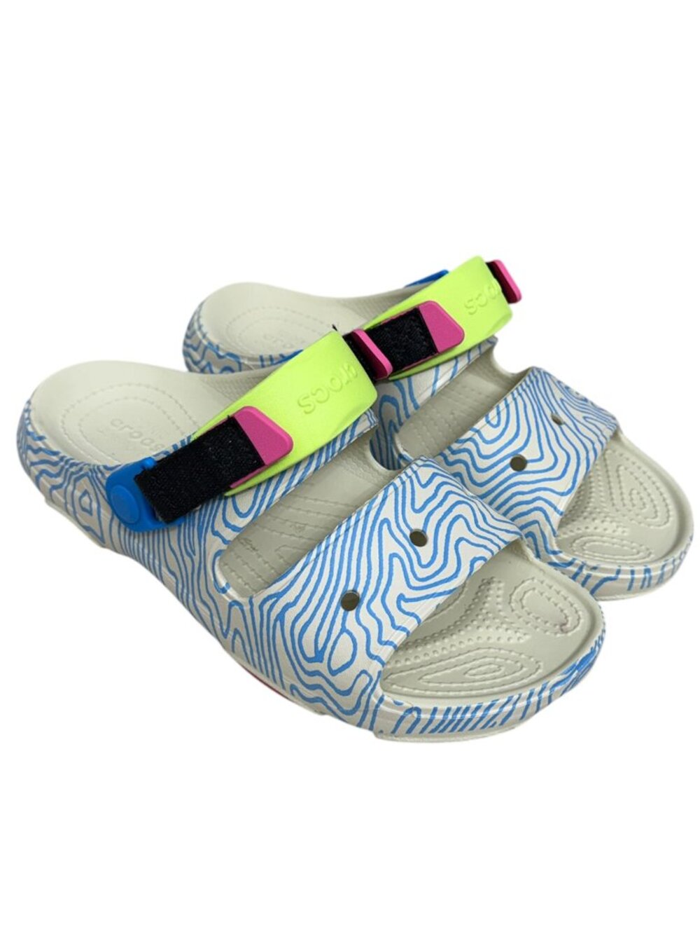 Crocs Classic All-Terrain Topographic Sandals in Bone/Multi Men's 6 Women's 8 - Picture 2 of 8